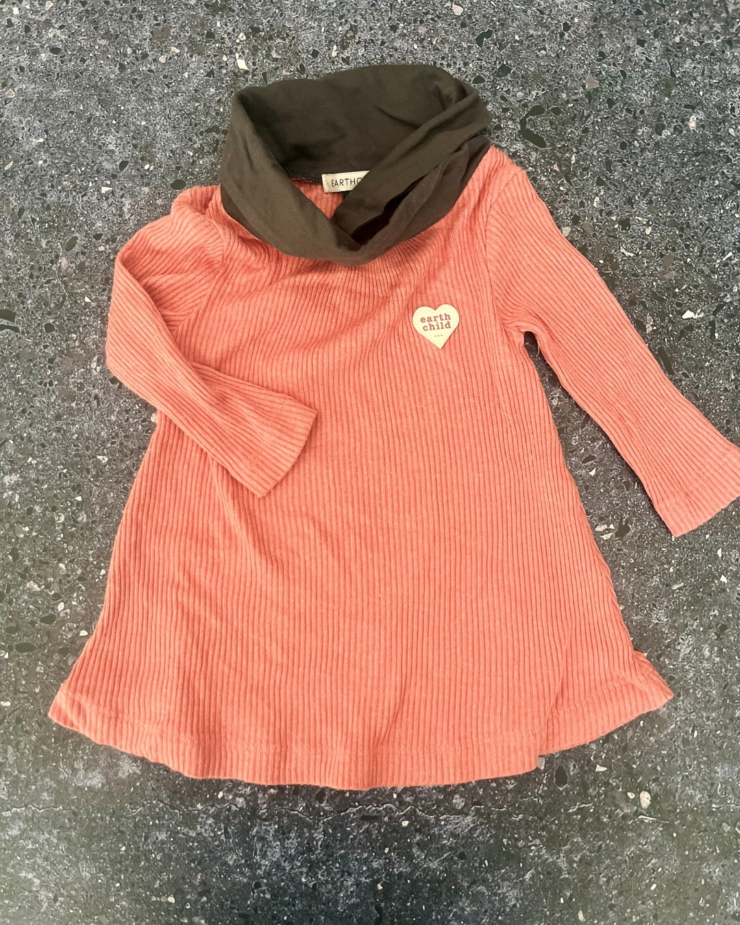 Earth Child red ribbed polar neck dress 12/18M