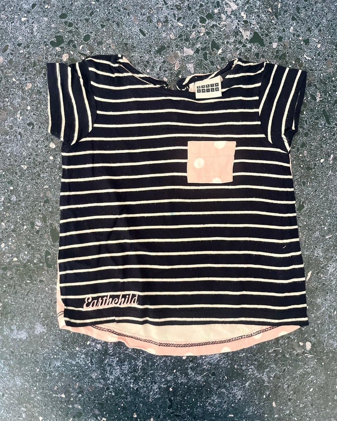 Earth Child blue and white striped T-shirt 12/18M