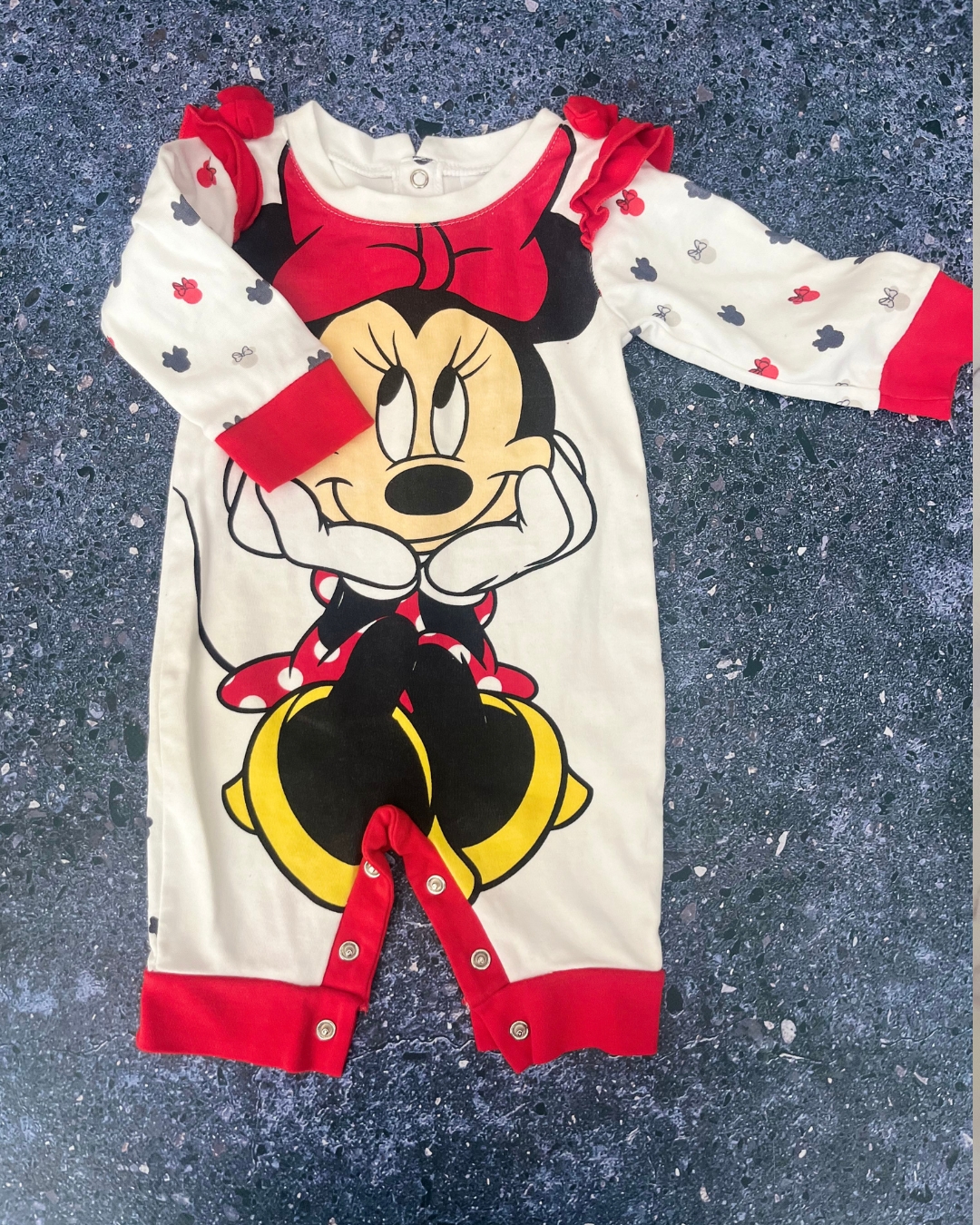 Disney white Minnie Mouse onesie 3/6M