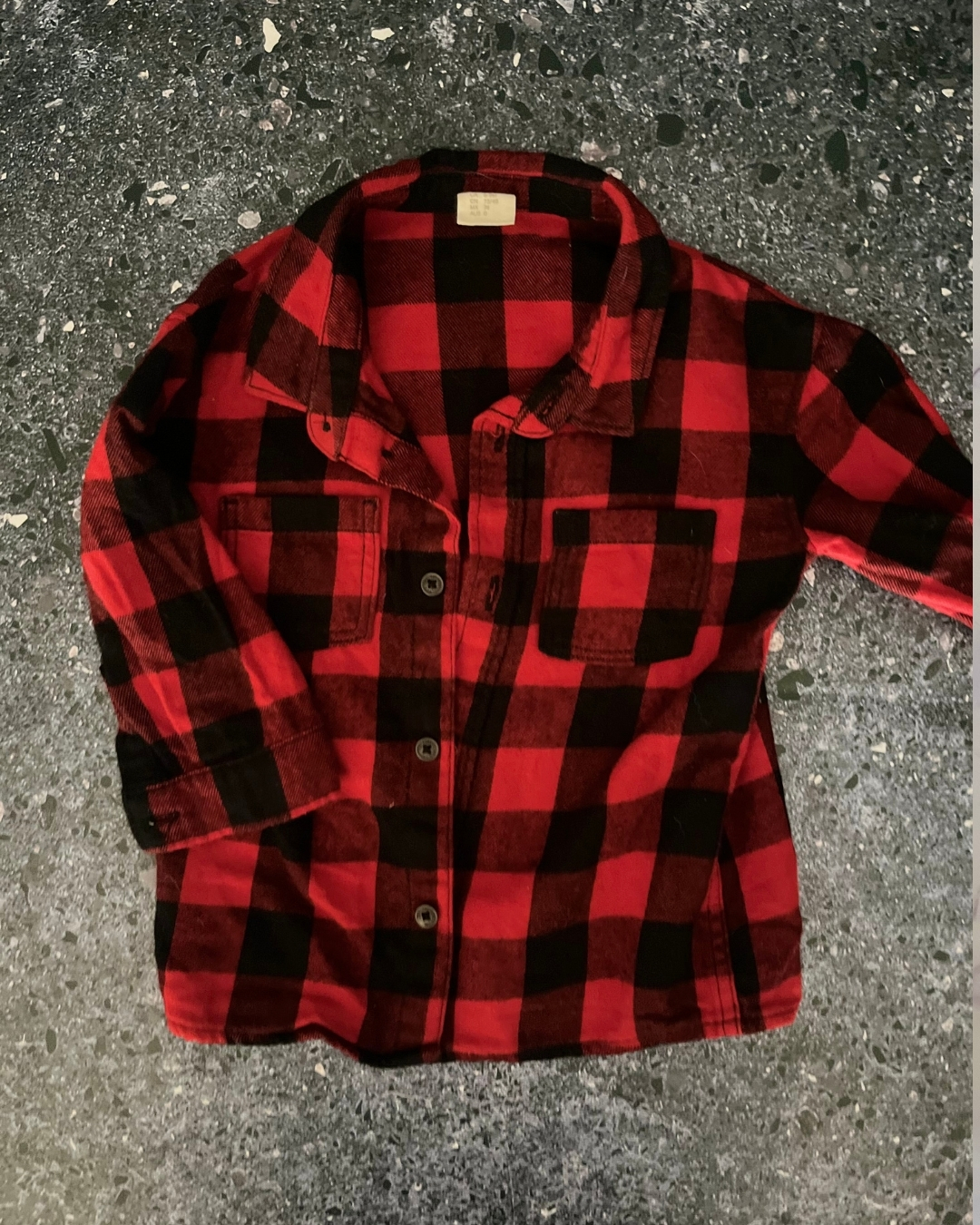 H&M red and black checkered collared shirt 6/9M