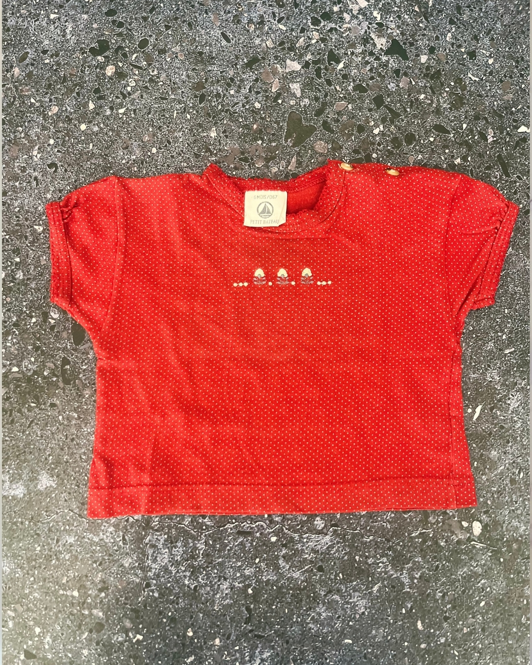 Petit bateau red polka dot top 6M