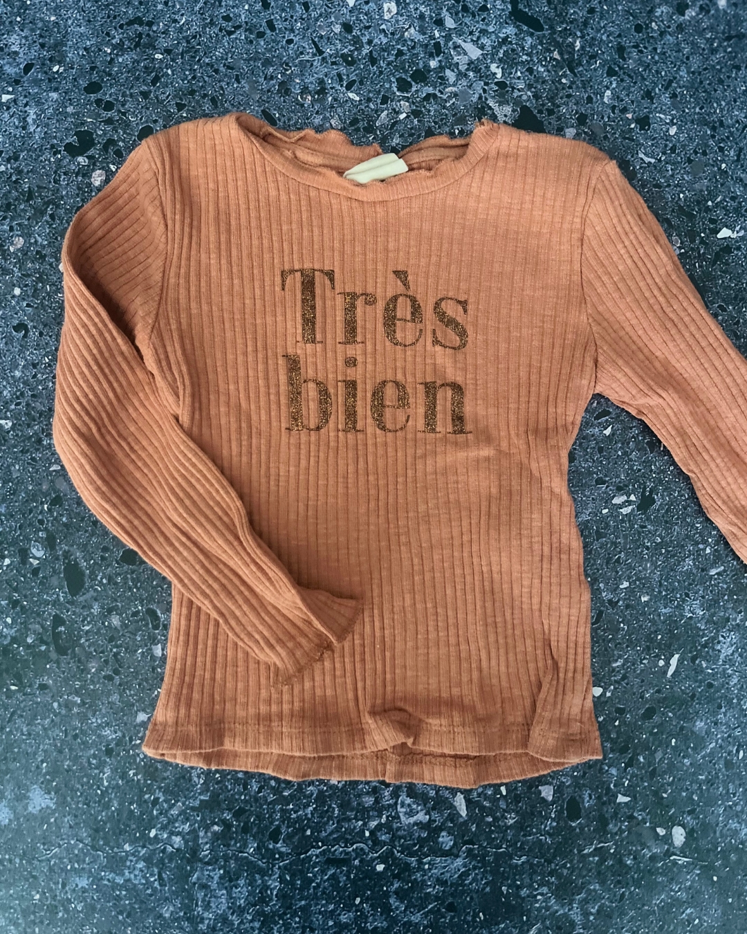 Zara pink ribbed Tres bien long sleeve shirt 5Y