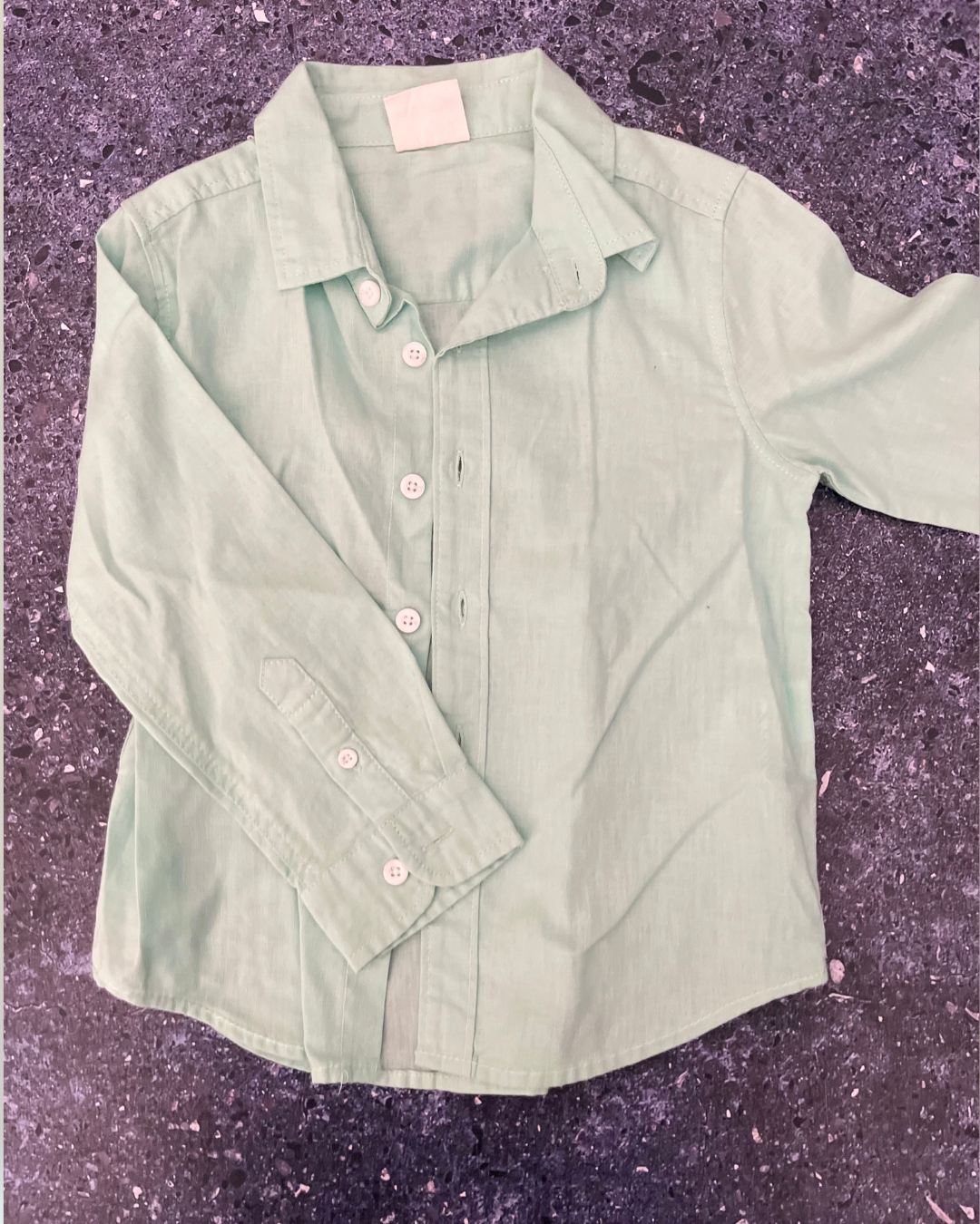 Cotton On green linen collared shirt 4Y
