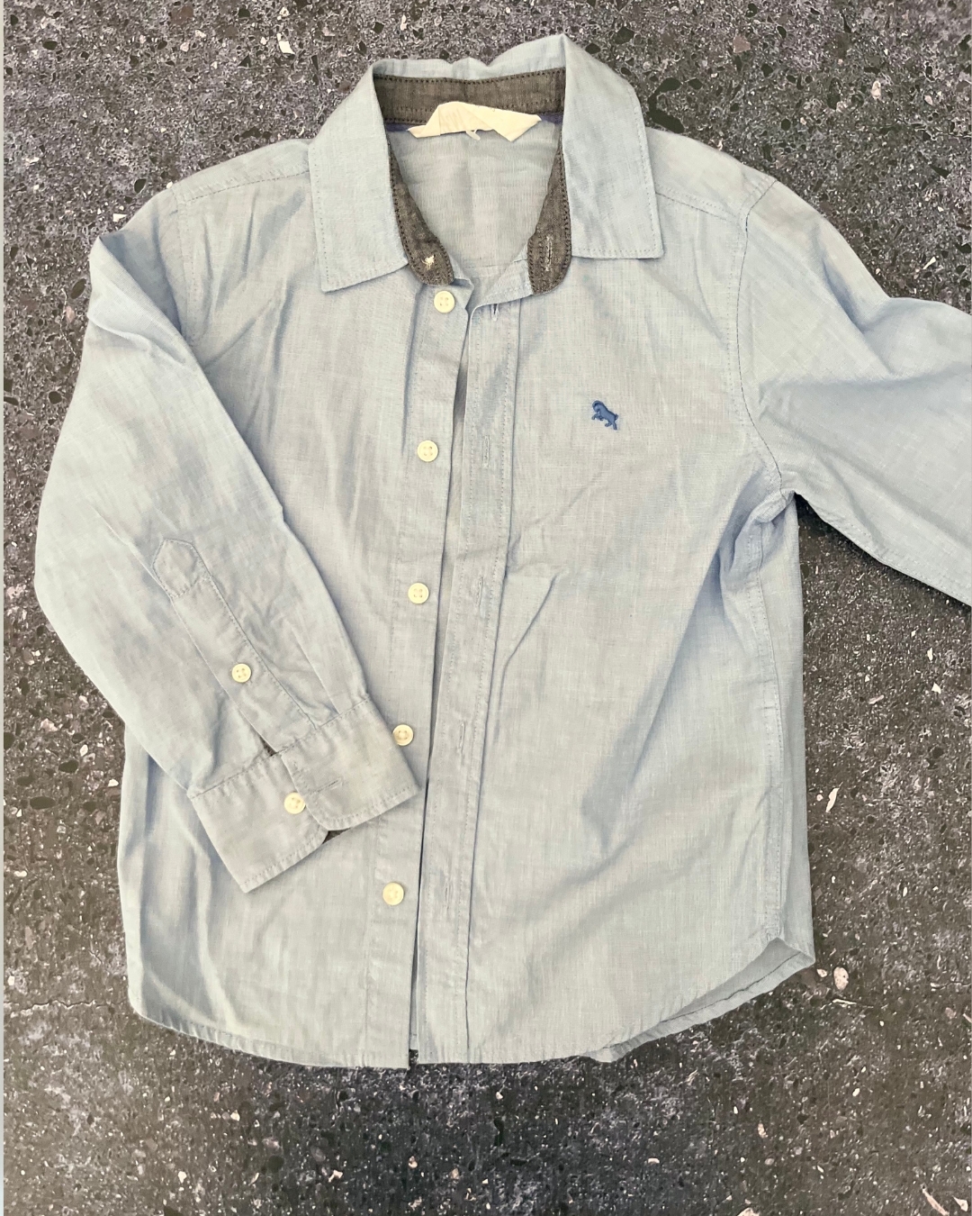 H&M blue long sleeve collared shirt 4/5Y