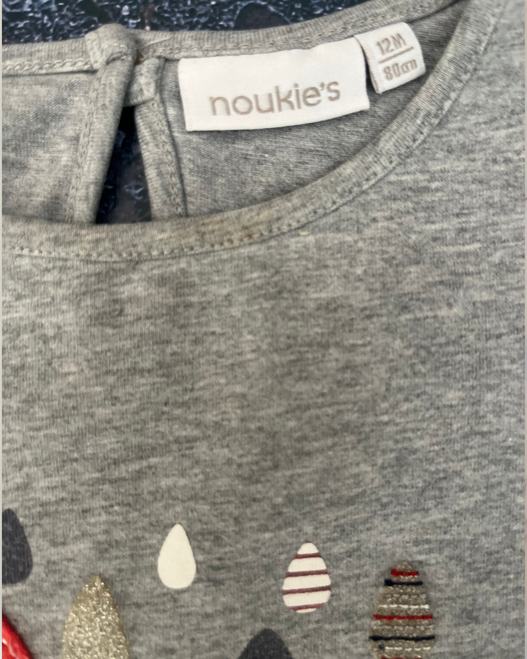 Noukie's grey teardrops T-shirt 12M - Image 2