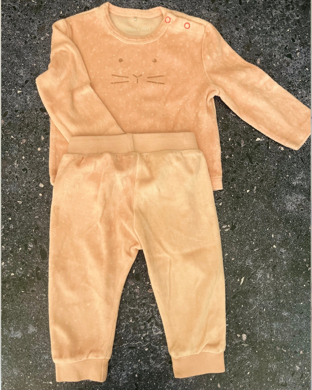 Cuddles & Smiles pink cat tracksuit set 9M