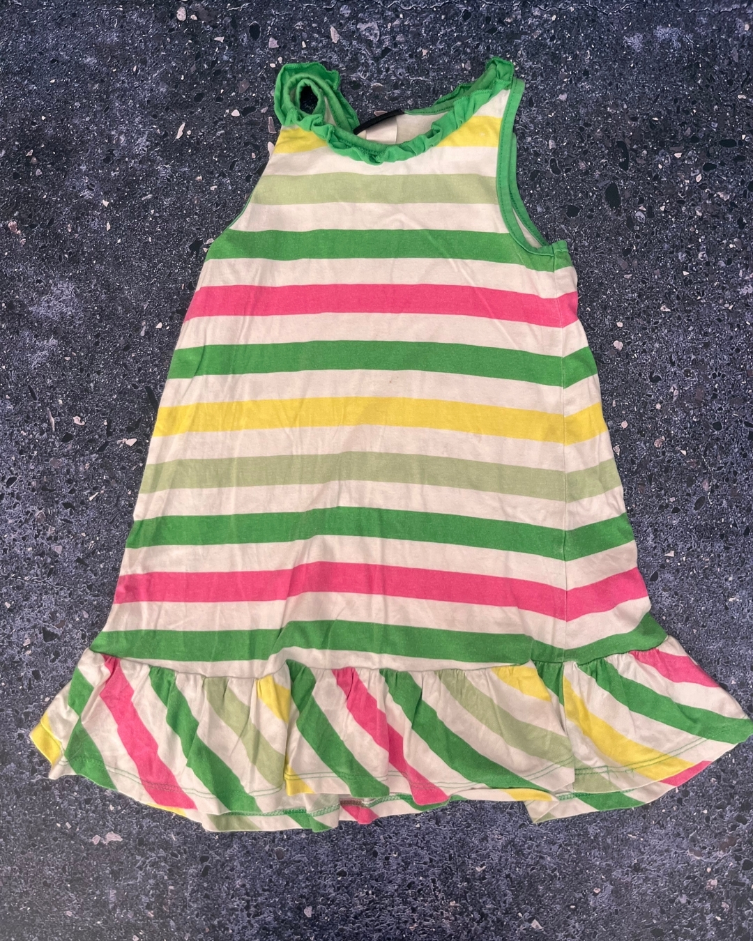 H&M white, green, pink and yellow dress 2/4Y