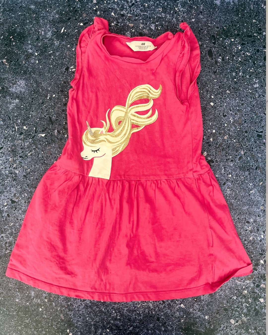 H&M pink unicorn dress 2/4Y