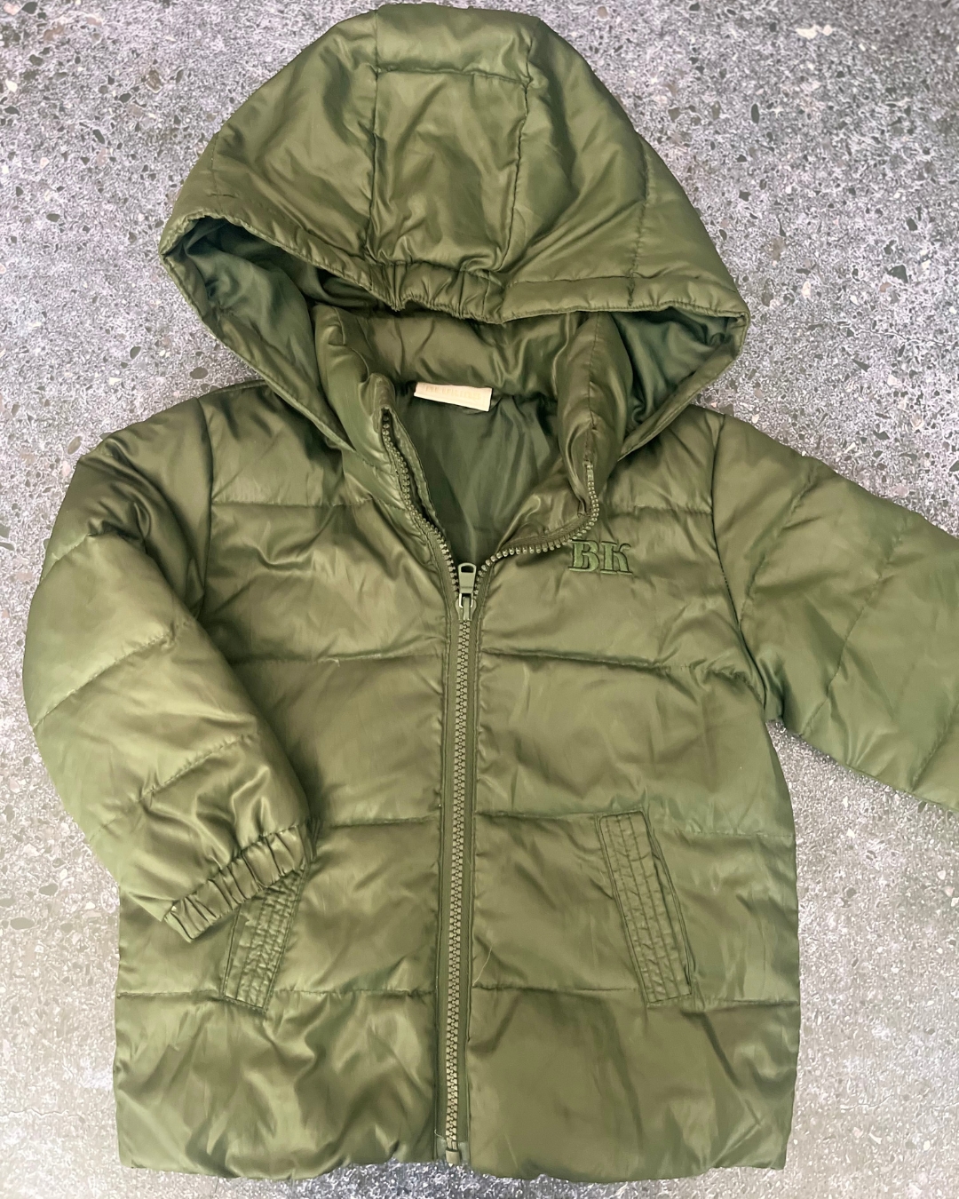 Blukids green hooded jacket 12M