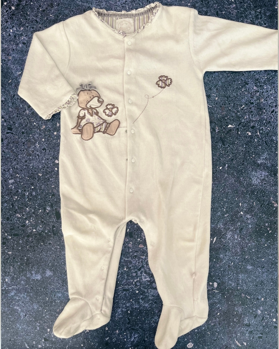Noukie's white teddy bear onesie 12M