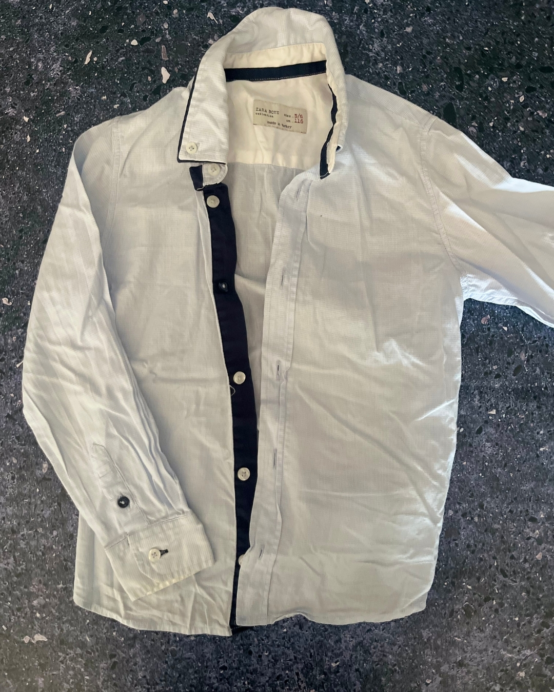 Zara small blue and white checked collared shirt 5/6Y