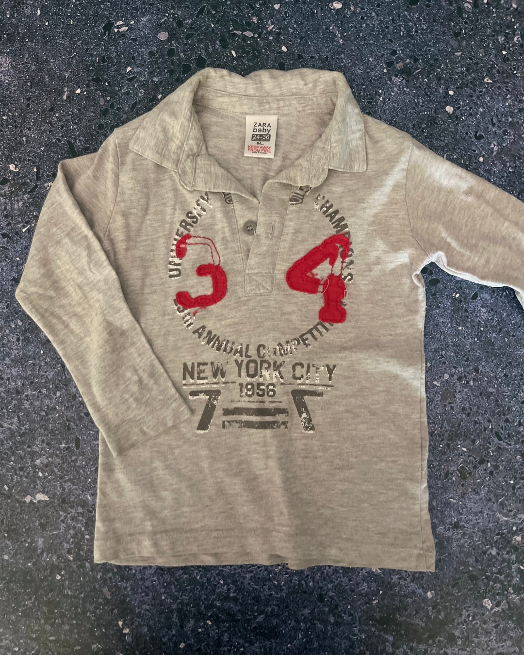 Zara grey New York City long sleeve T-shirt 2/3Y