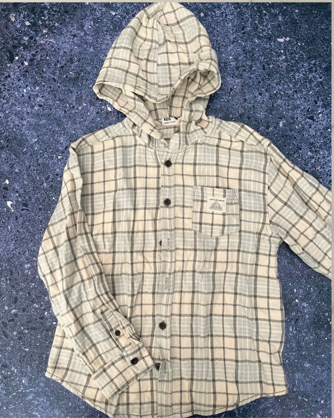 Cotton On green and white checkered shirt 6Y