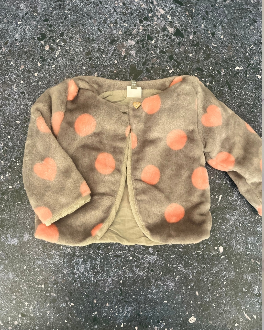 3 Pommes grey polka dot cardigan 3/6M