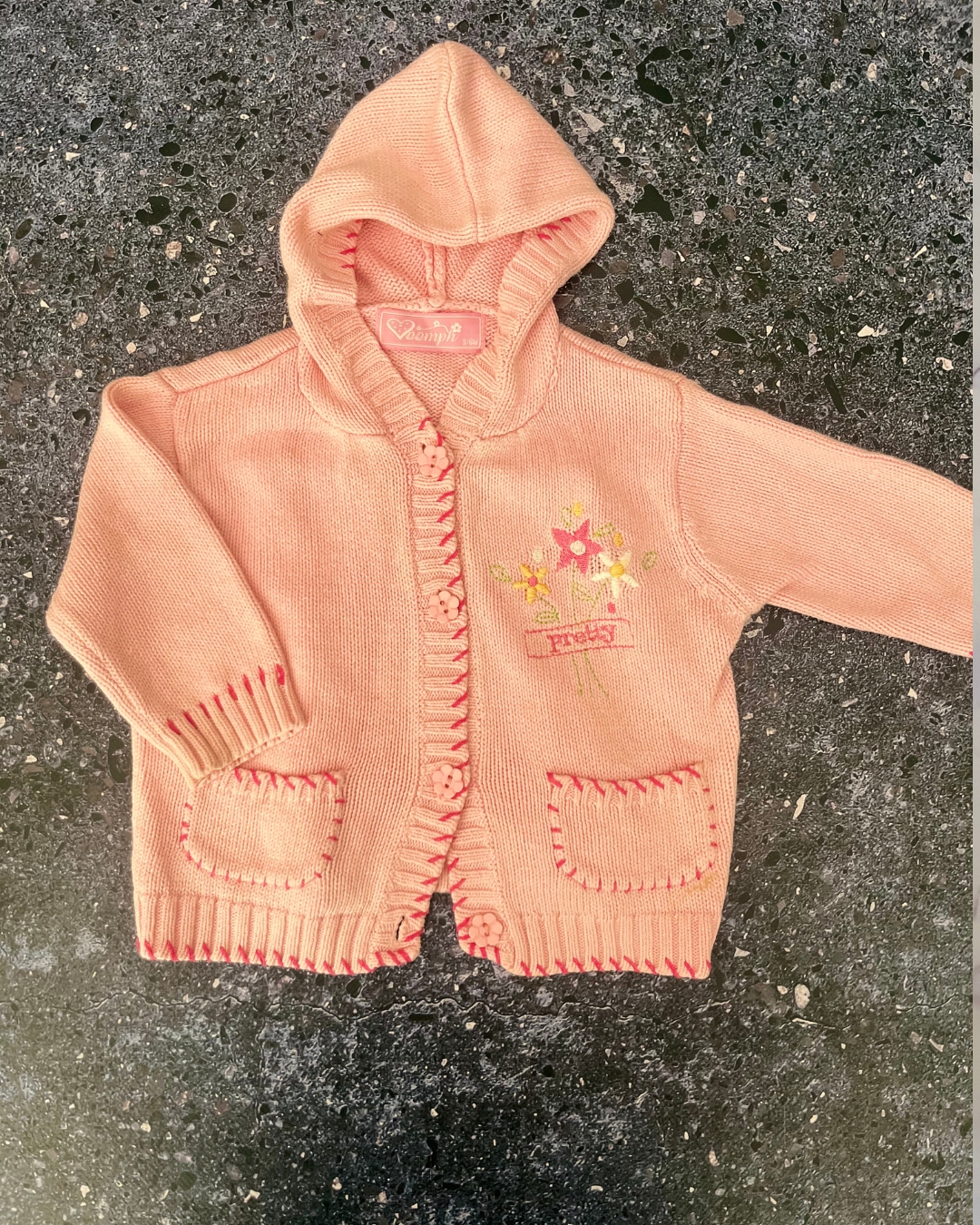Oomph pink knitted cardigan 3/6M