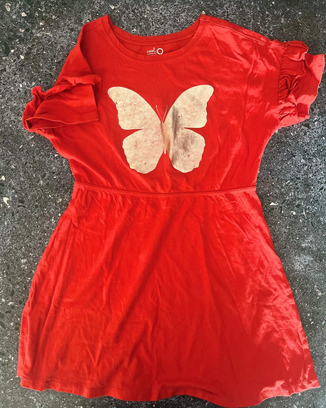 Woolworths red butterfly dress 9Y