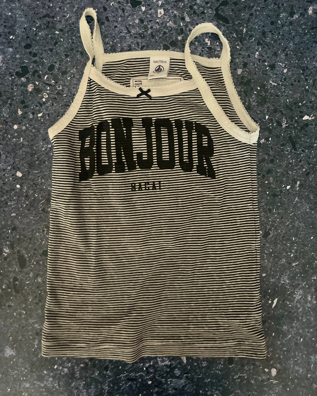 Petit Bateau black and white striped top 6Y