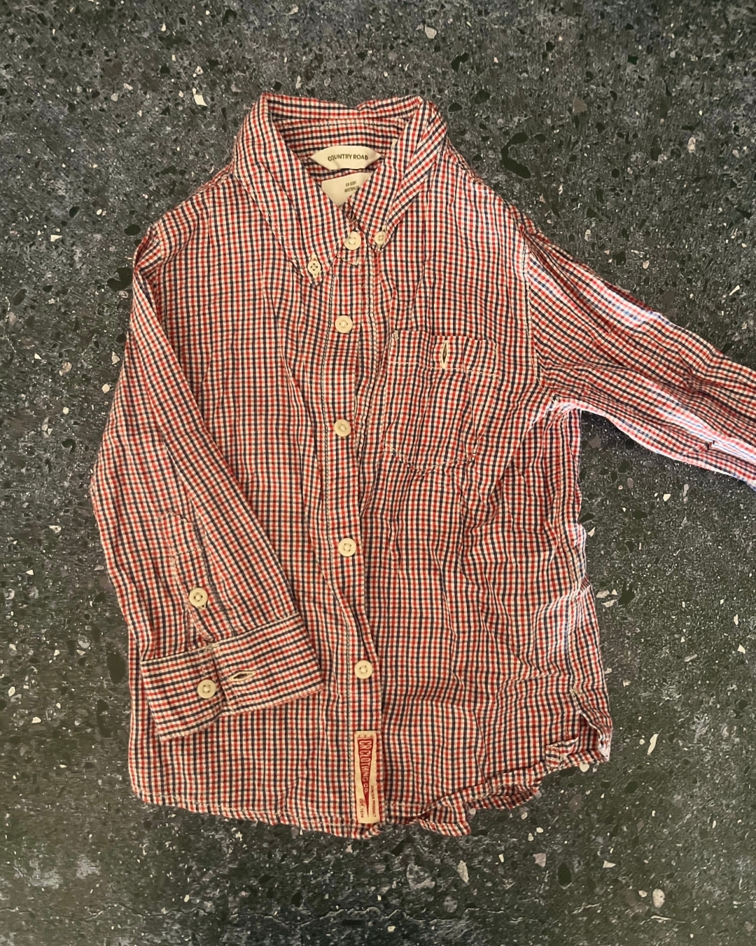 Country Road red and blue checked collared shirt 2Y