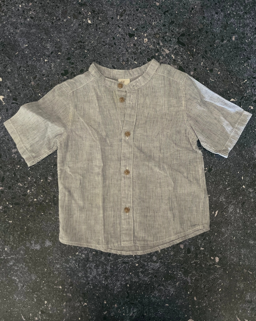 H&M blue and white thin striped top 12/18M