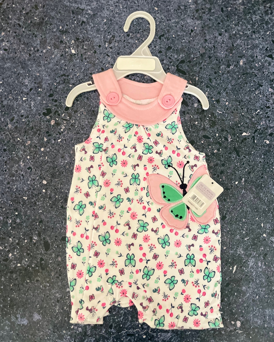 *NEW* Mothers Choice white and pink butterflies romper 0/3M