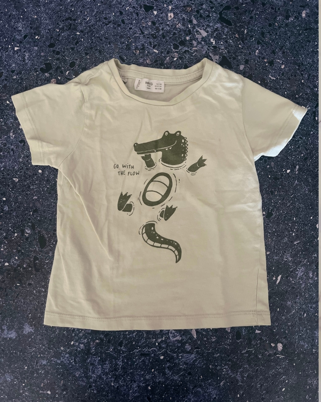 Mango green crocodile T-shirt 12/18M