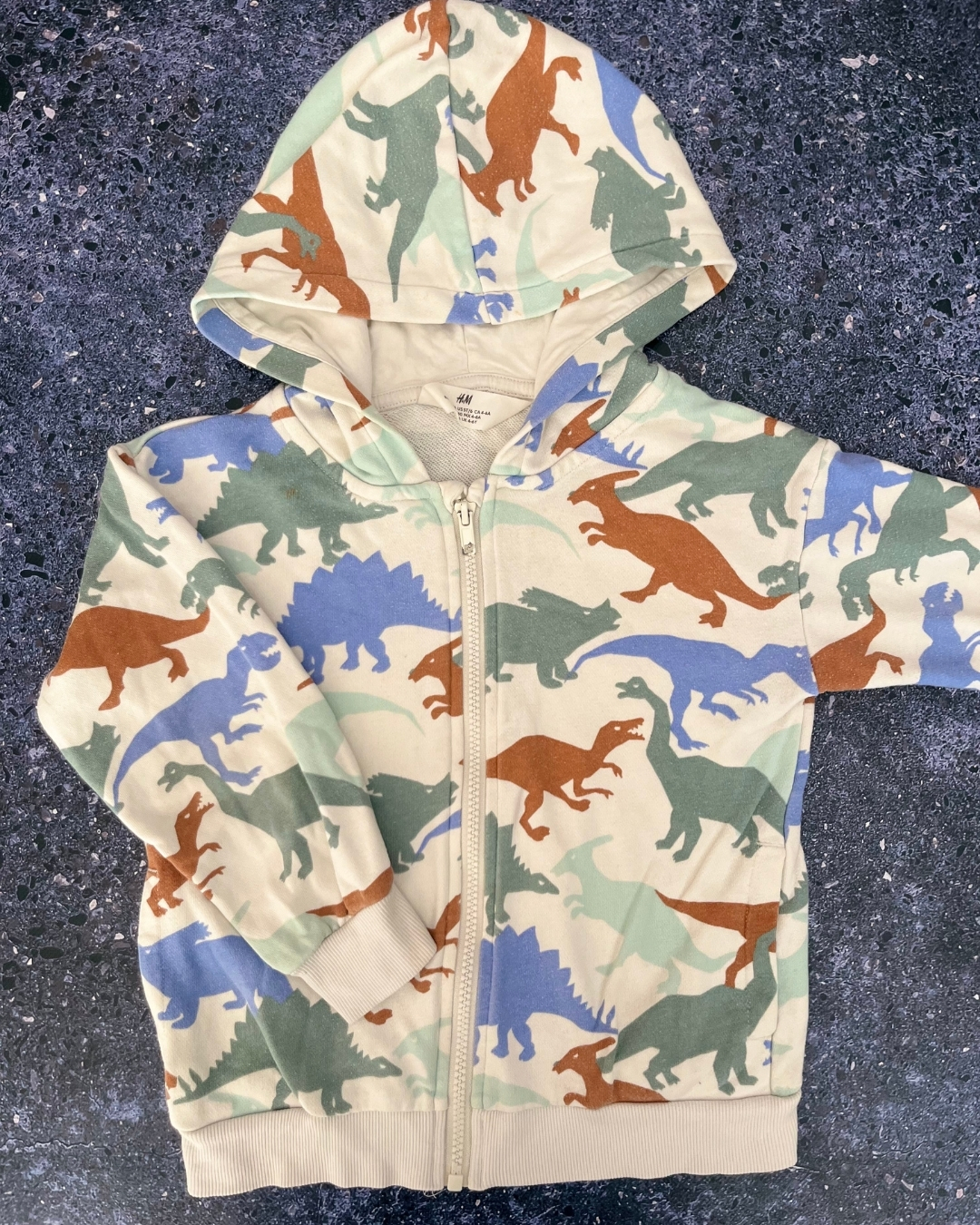 H&M white dinosaur hoodie 4/6Y
