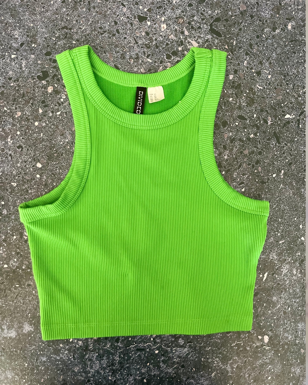H&M divided green ribbed top X Small
