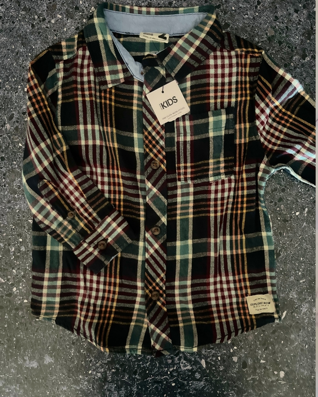 *NEW* Cotton On green, red and blue checked collared shirt 2Y