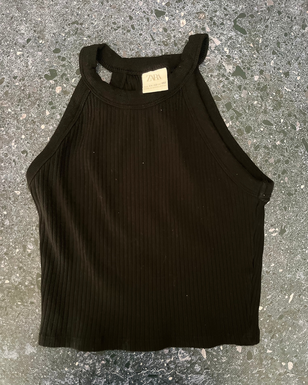 Zara black ribbed top 11/12Y