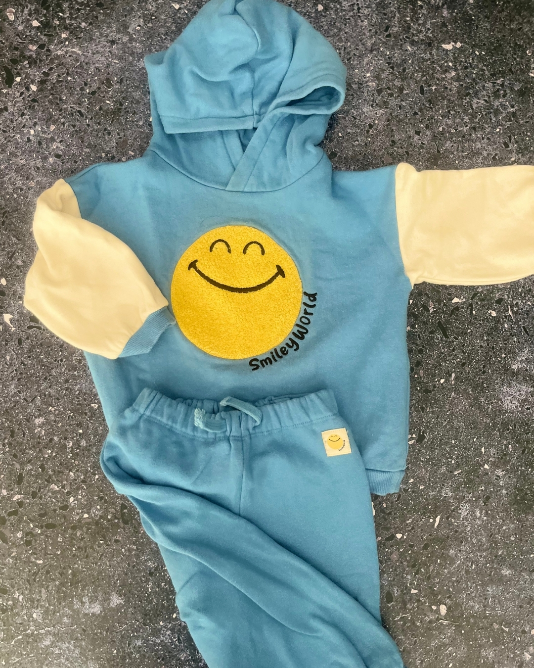 H&M blue Smiley hoodie 12/18M