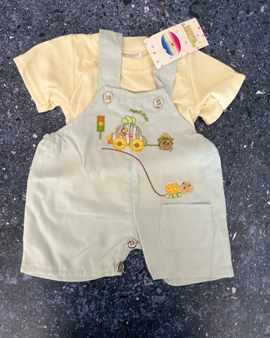 *NEW* Mothers Choice blue and yellow farmyard set 0/3M