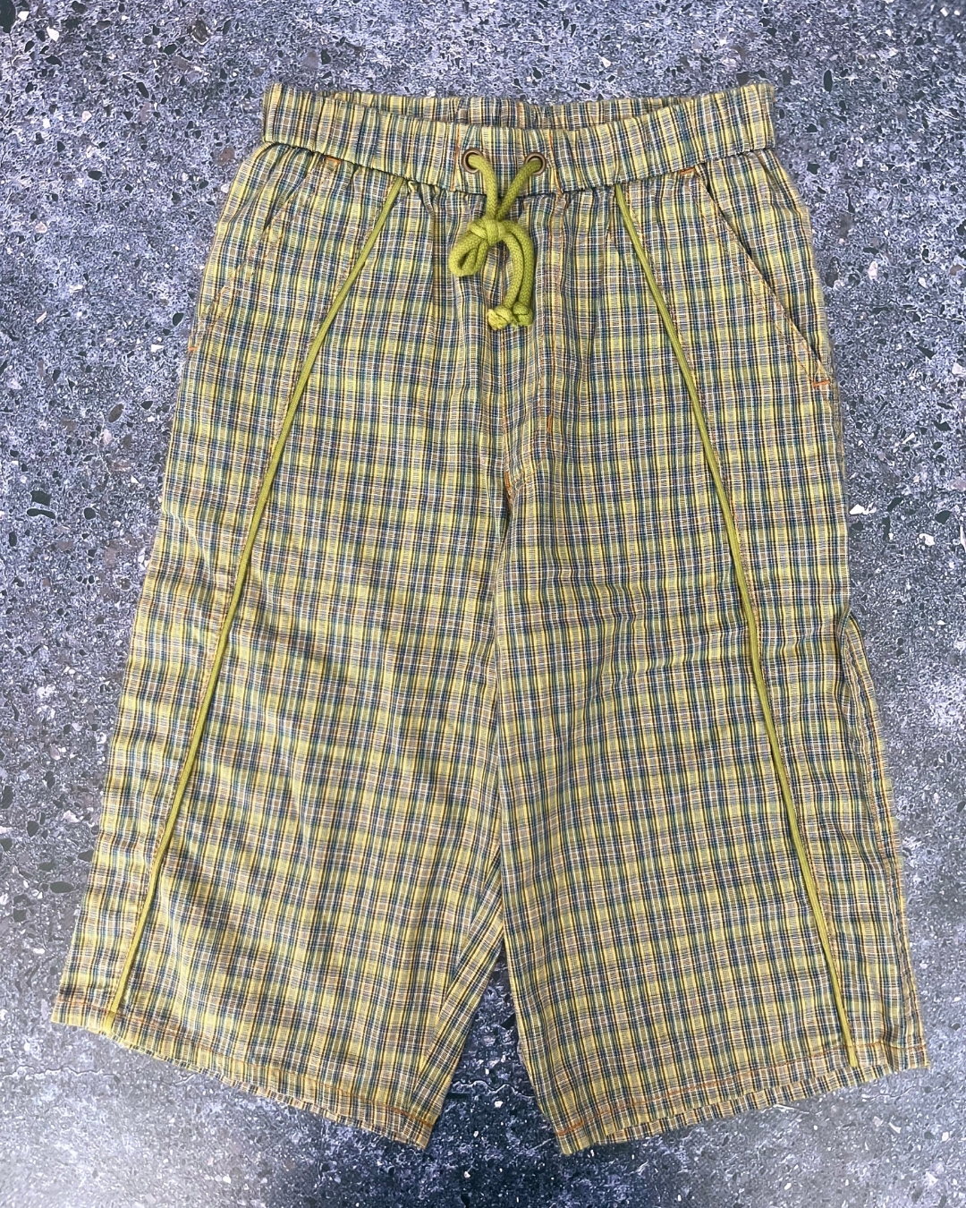 Gasolio green and blue checked shorts 6Y