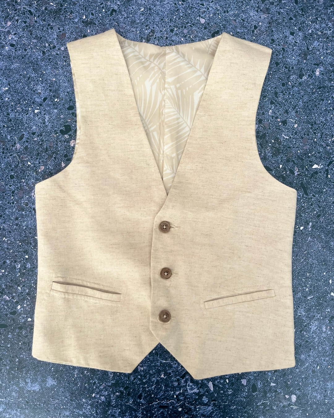*NEW* Woolworths beige palm tree waistcoat 5Y
