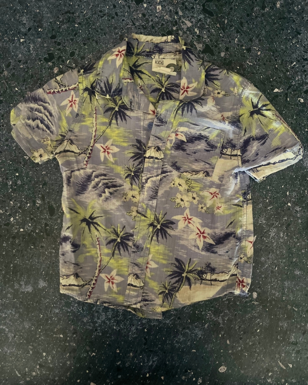 Cotton On blue tropical collared shirt 2Y