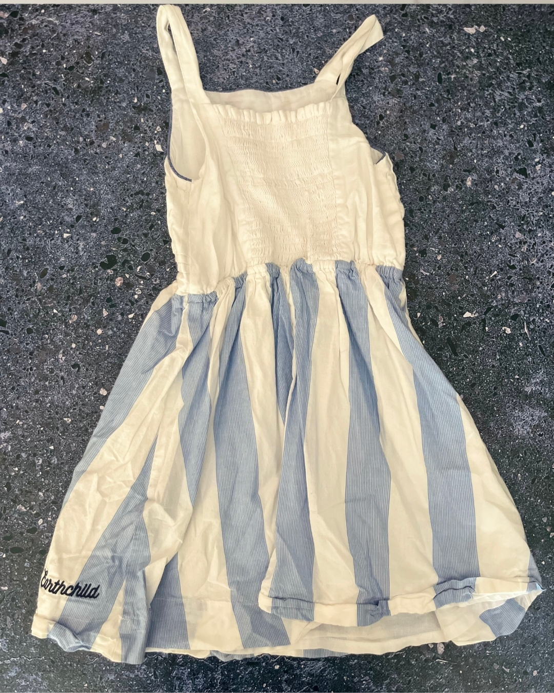 Earth Child blue and white striped dress 4/5Y