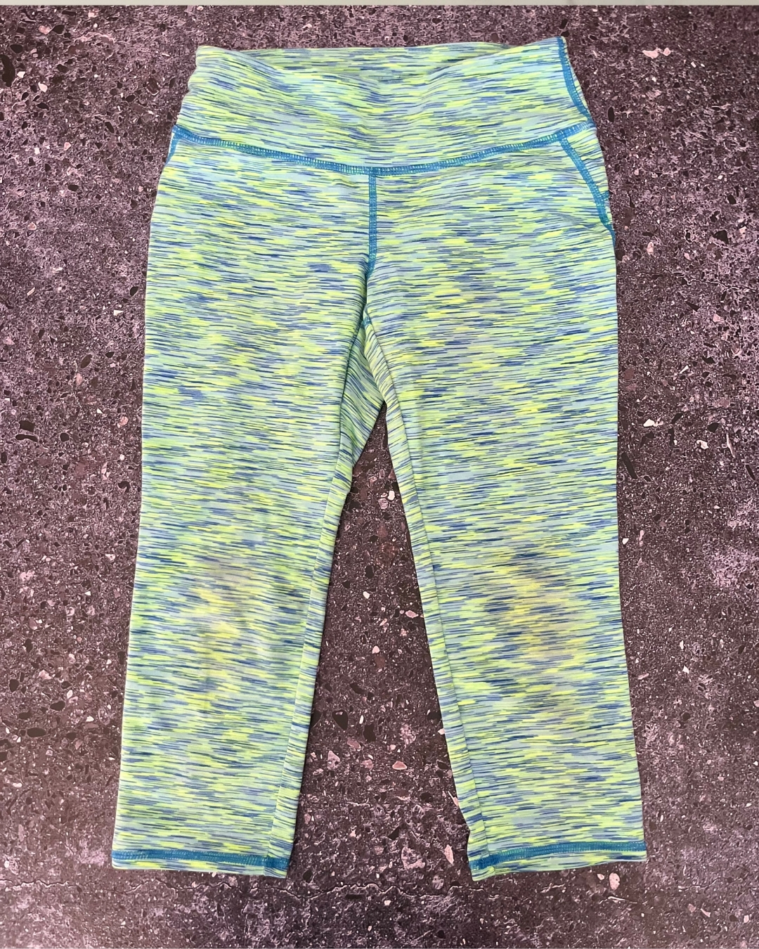 Kirkland blue and yellow patterned exercise pants 7/8Y