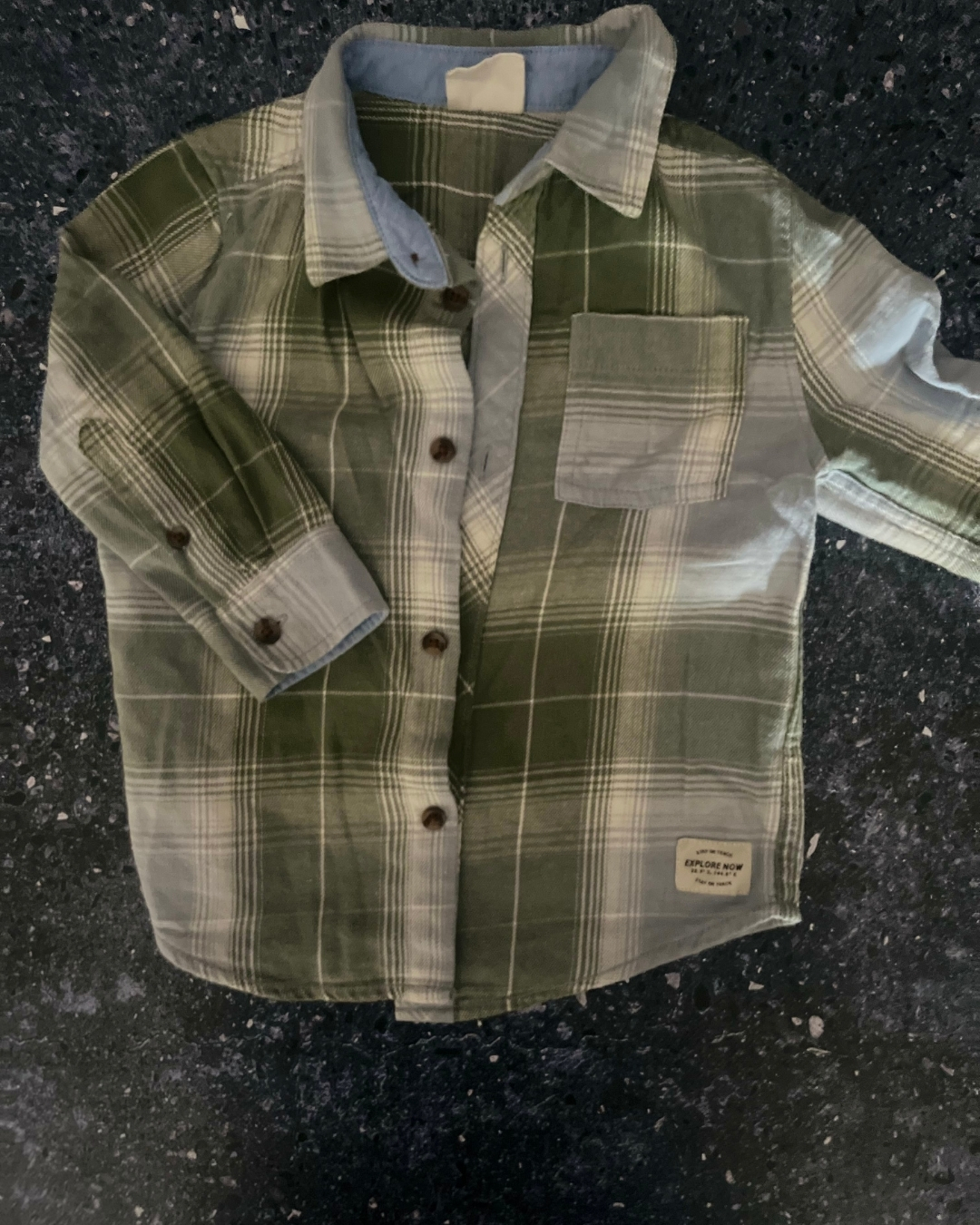 Cotton On green and blue checked collared shirt 2Y