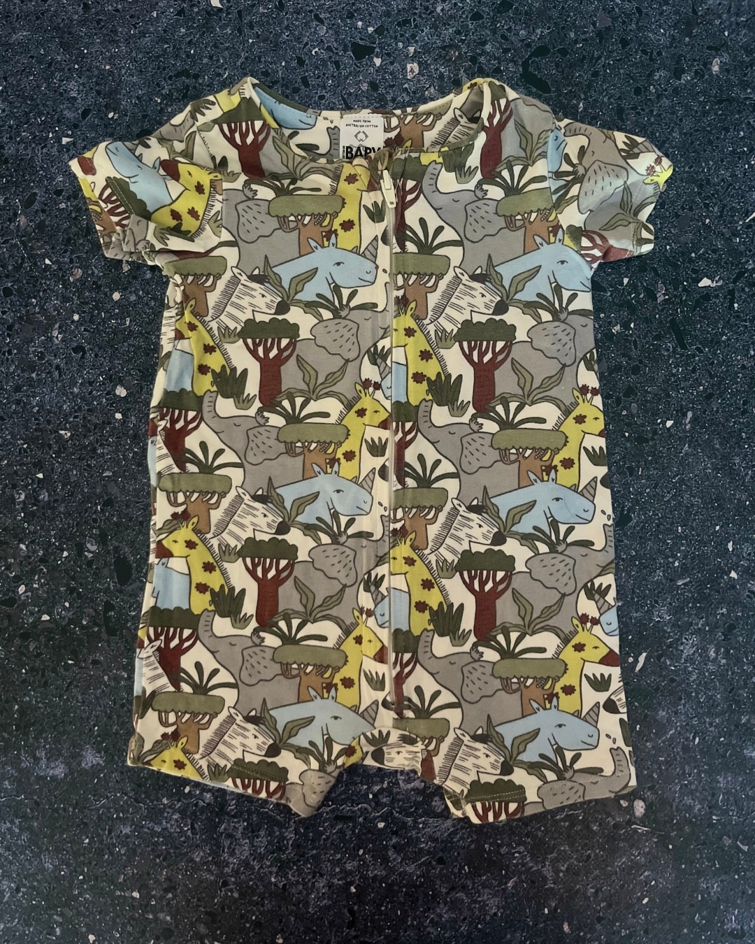 Cotton On white wild animals romper 6/12M