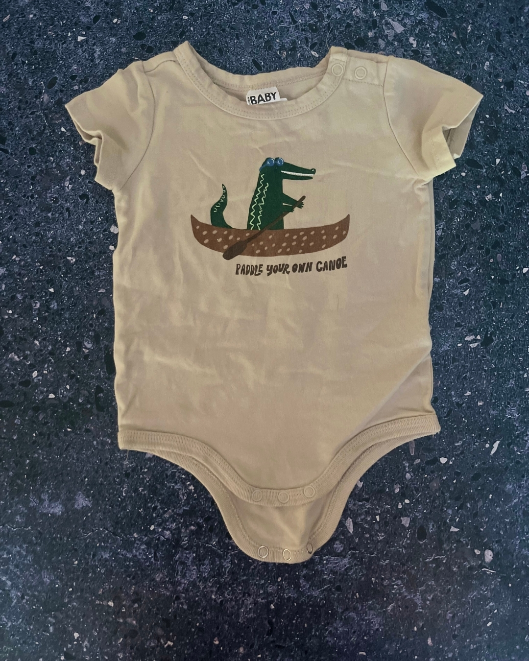 Cotton On brown crocodile baby grow 6/12M