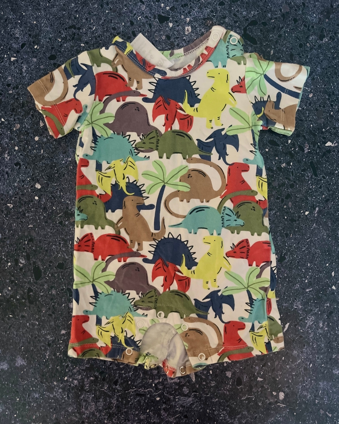 Cotton On white dinosaur romper 3/6M