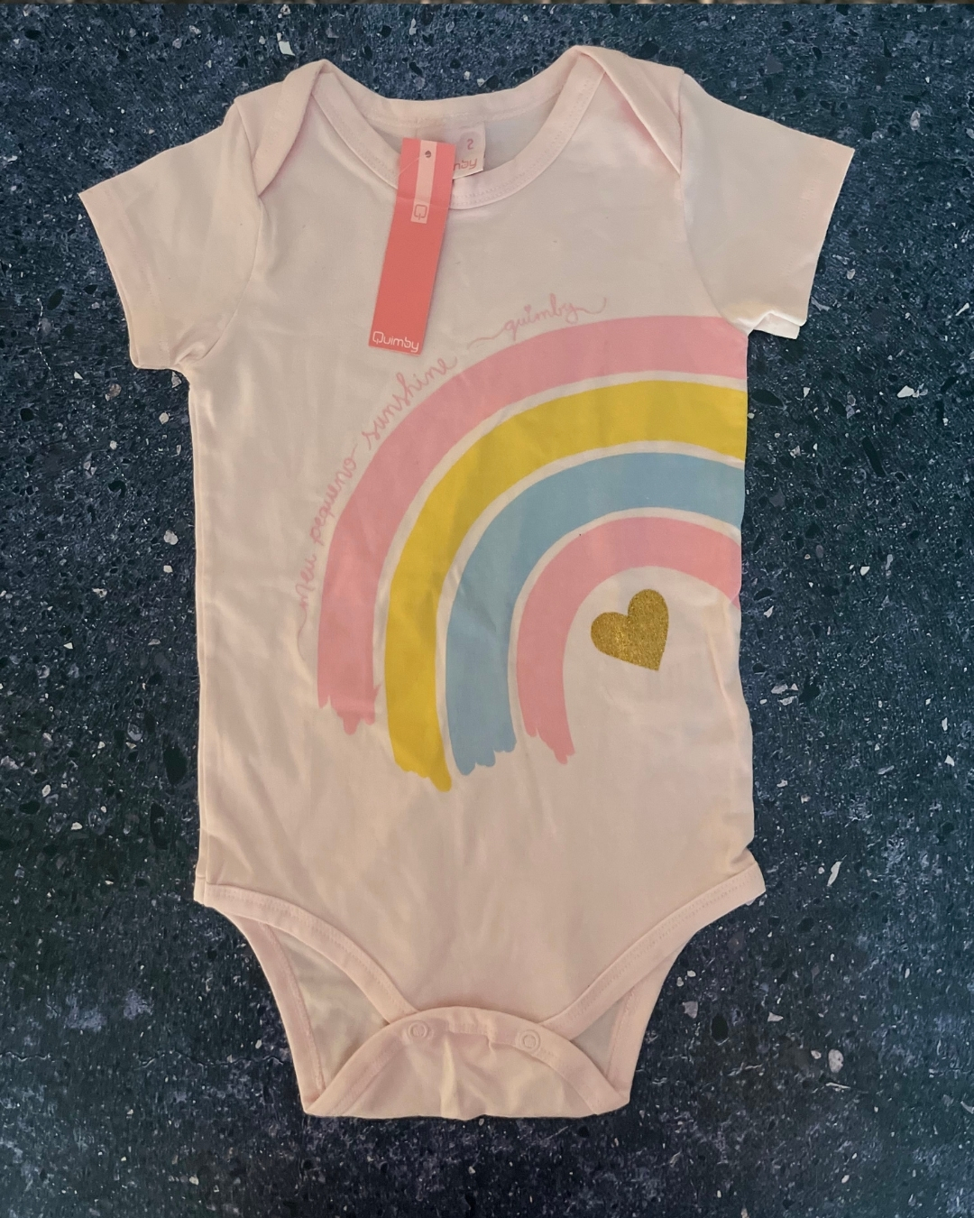 *NEW* Quimby pink rainbow baby grow 2Y