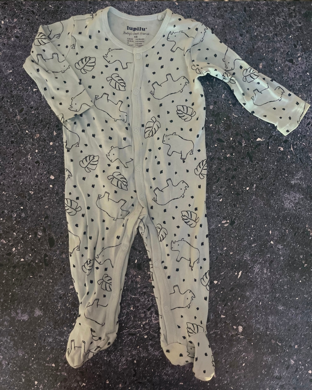 Lupilu blue rhino onesie 4/6M
