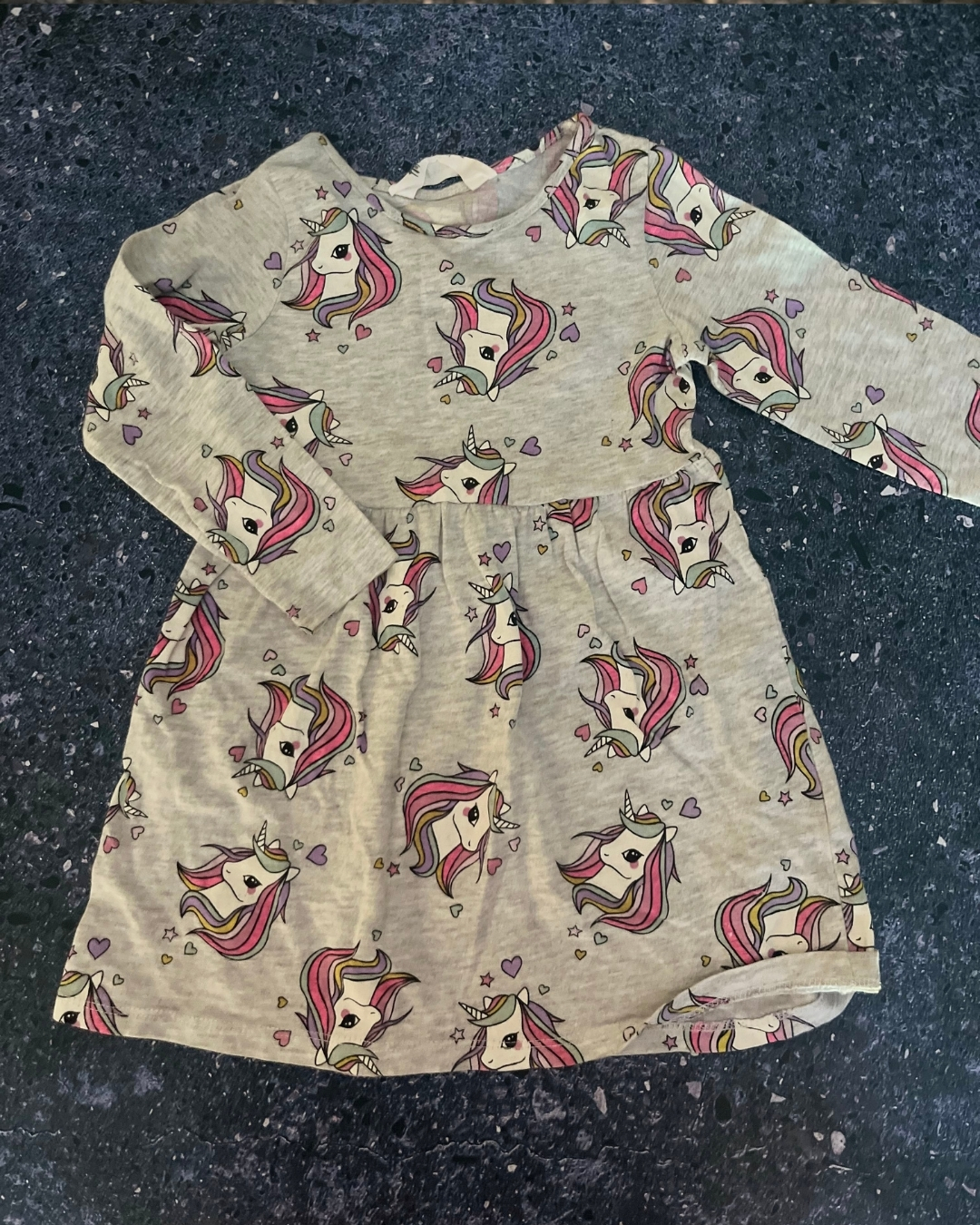 H&M grey unicorn dress 18/24M