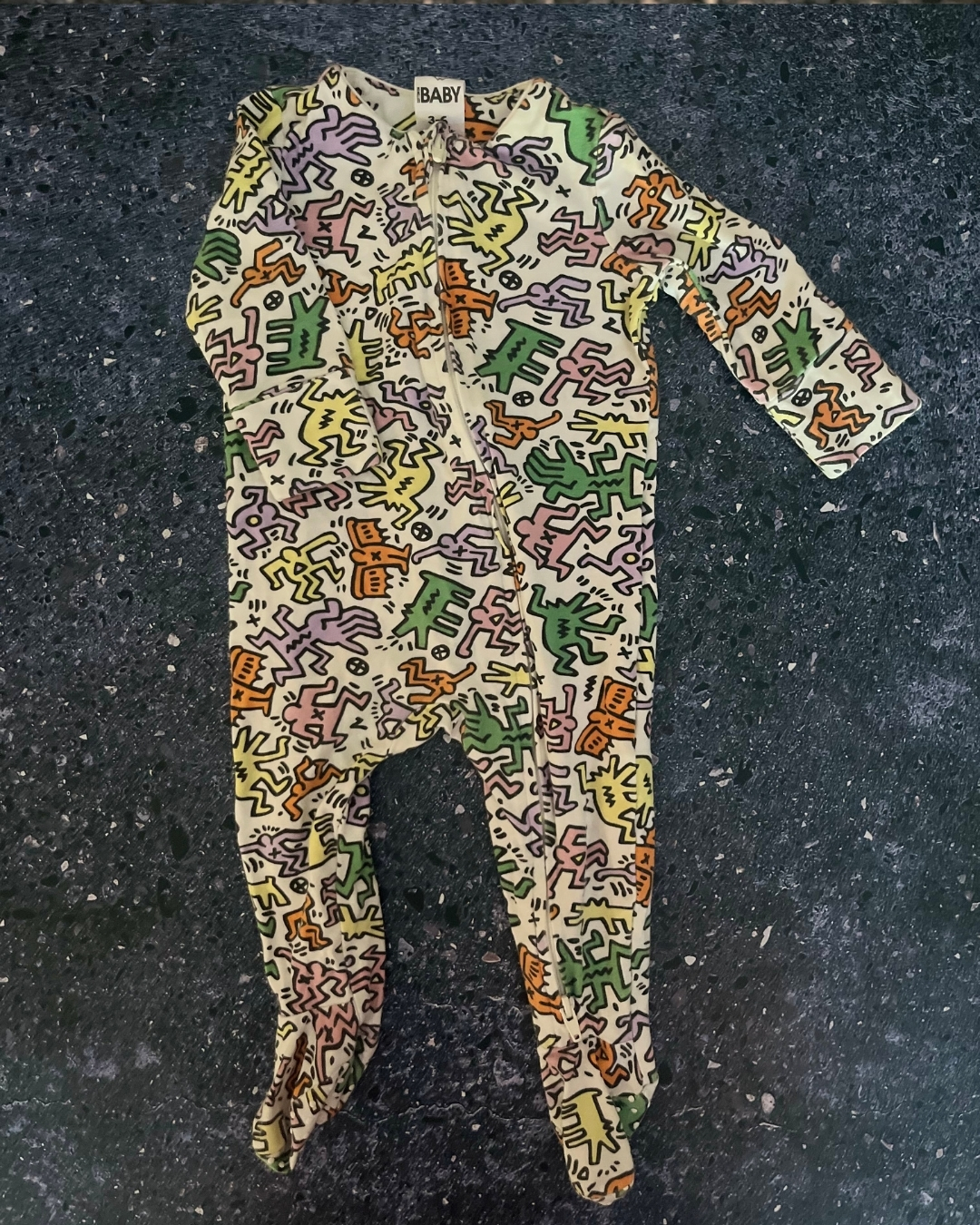 Cotton On white running man onesie 3/6M