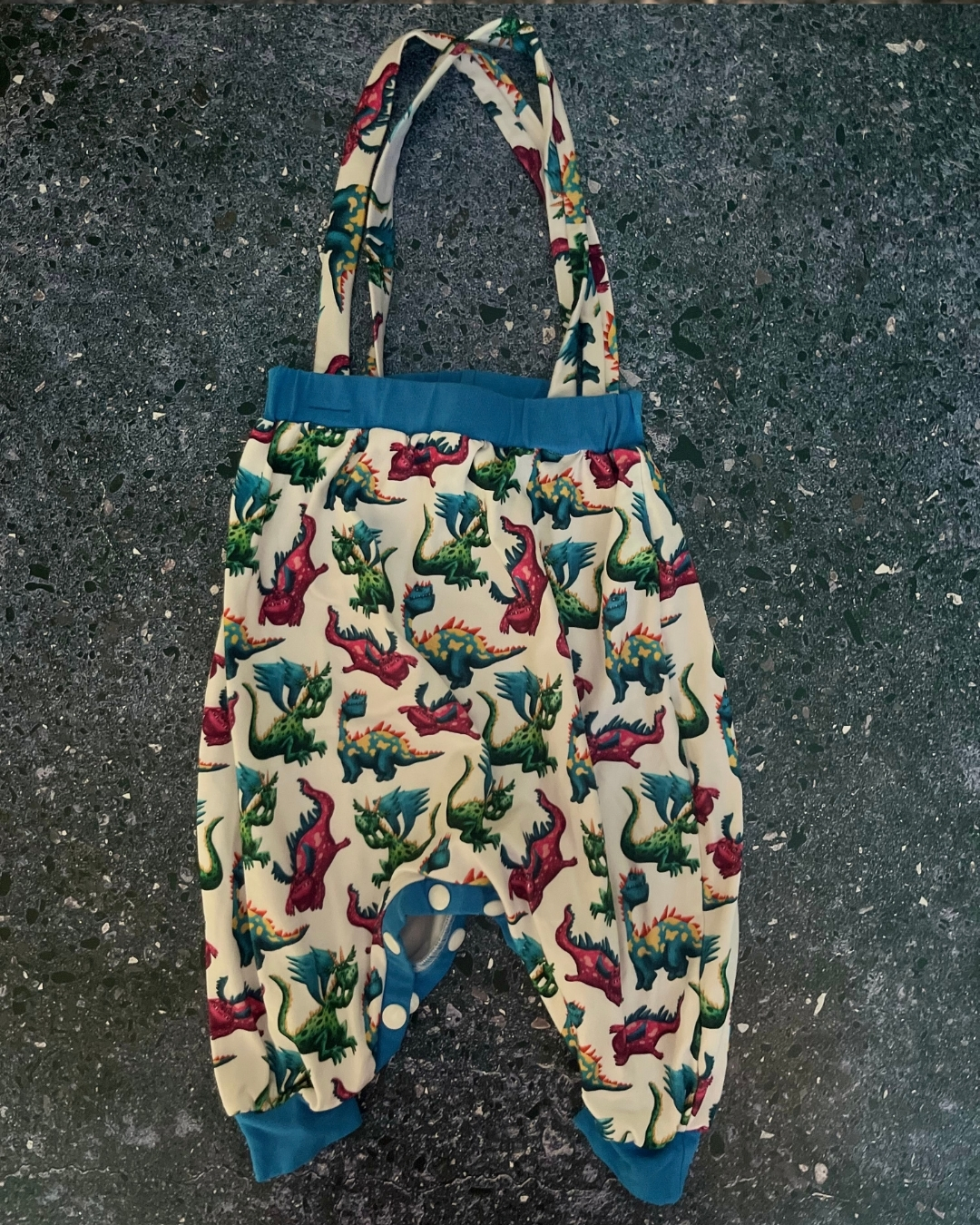 Belle & Tyke white dragons romper 3/6M