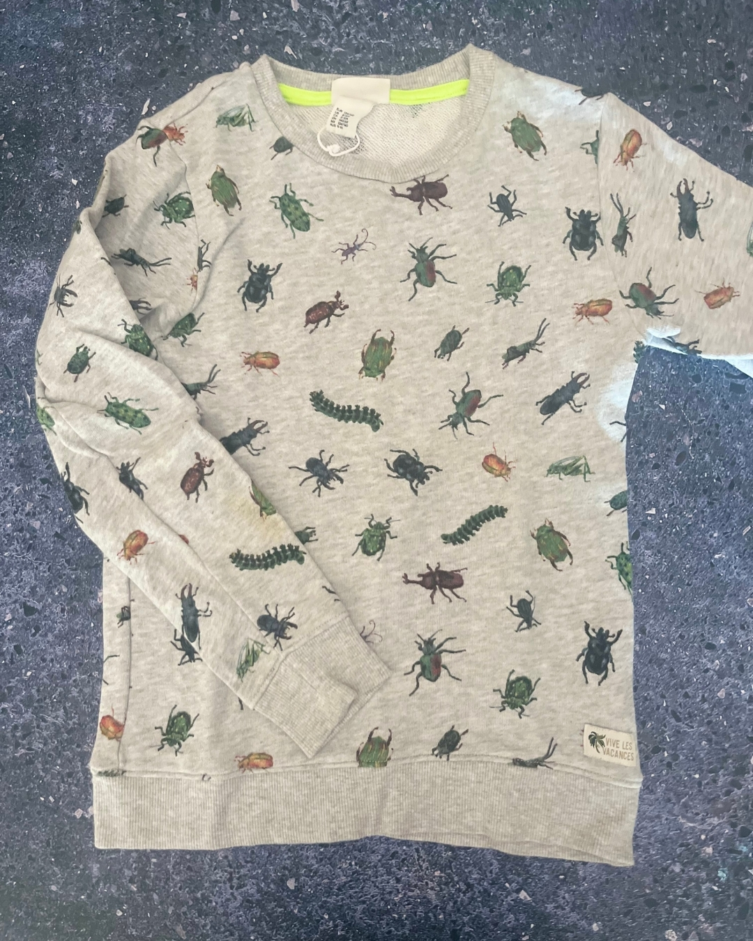 H&M grey bugs sweater 8/10Y
