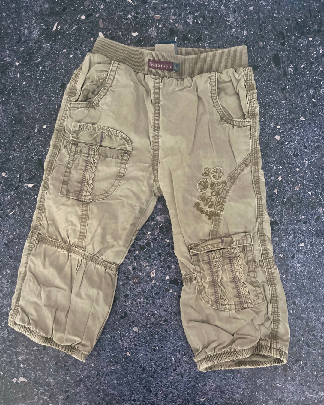 Naartjie green tonal floral pants 18/24M