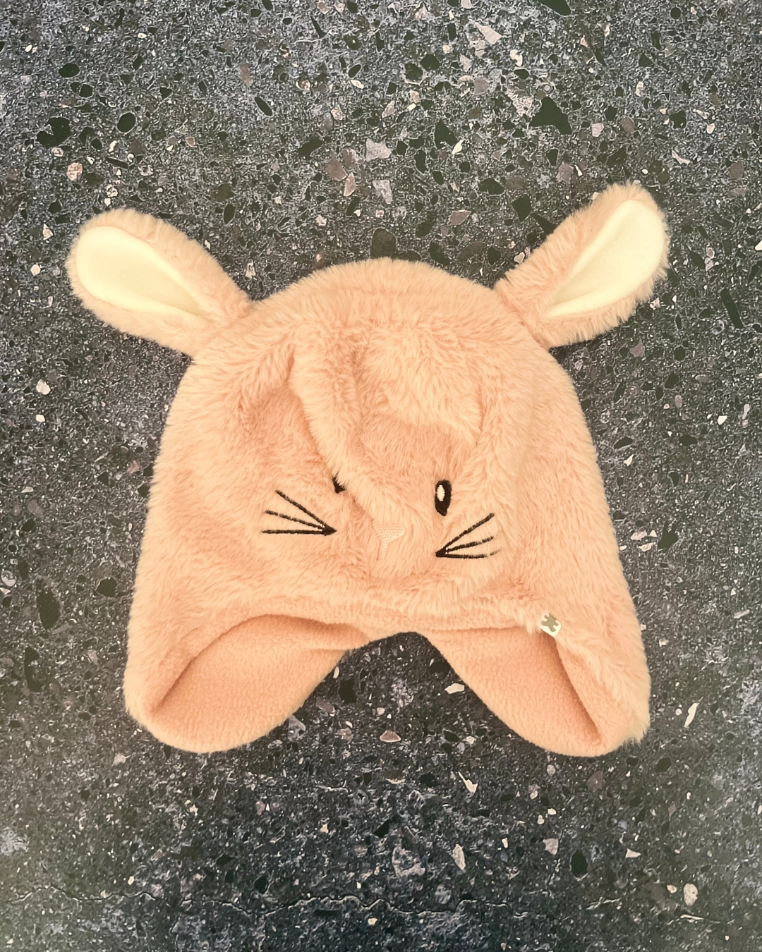 Woolworths pink fleece bunny beanie 3/6M