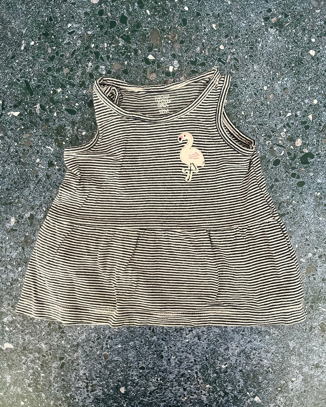 Carters blue and white striped flamingo dress 12M