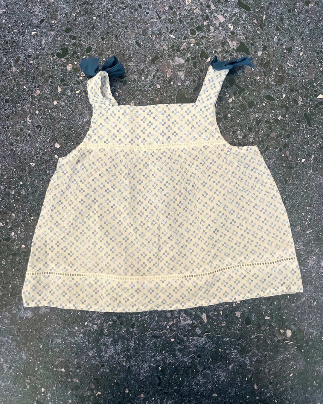 Chom Me A Favor blue ditsy dress 6/12M